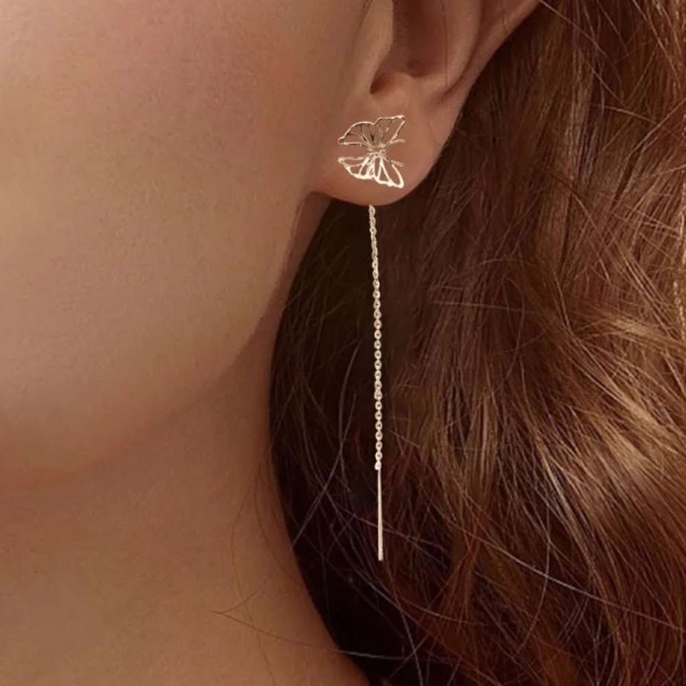 Butterfly Ear Line Long Tassel Earrings Korean Version Temperament Minority
